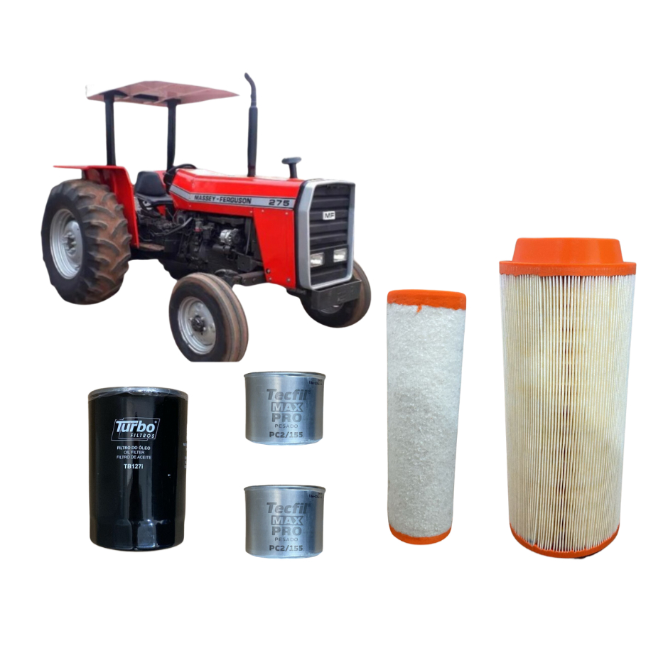 Kit Filtros Revisão Compatível Trator Massey Ferguson 265 275 285 1996 Em Diante