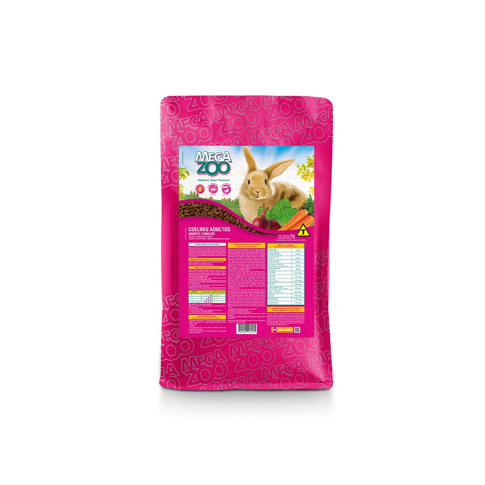 Ração Extrusada Super Premium P/ Coelhos Adulto 5Kg -Megazoo
