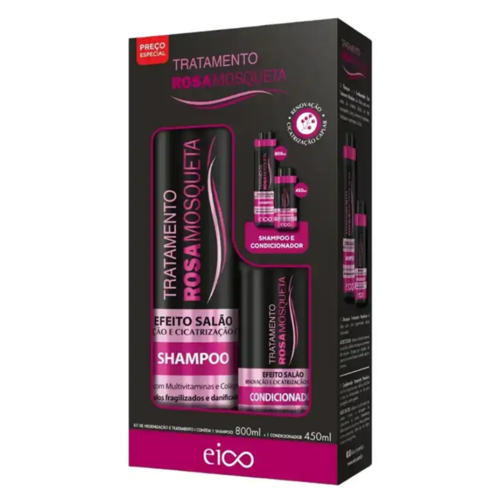 Kit Shampoo e Condicionador Eico Salão em Casa - Rosa Mosqueta