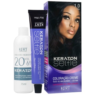 Coloração Tintura Creme Permanente Keraton Selfie com Cistina + Óleo de Macadâmia Vegana 50g em Oferta na Shopee