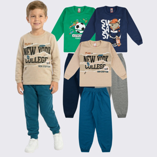 Kit 6 Peças 3 Conjunto Moletom Menino Roupa Infantil Inverno em Oferta na Shopee