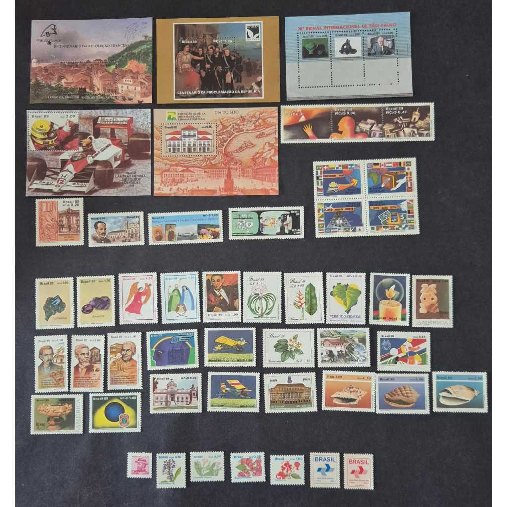 Ano completo total de selos dos correios ano 1989 - selos Mint. Ver a descrição. Completíssimo