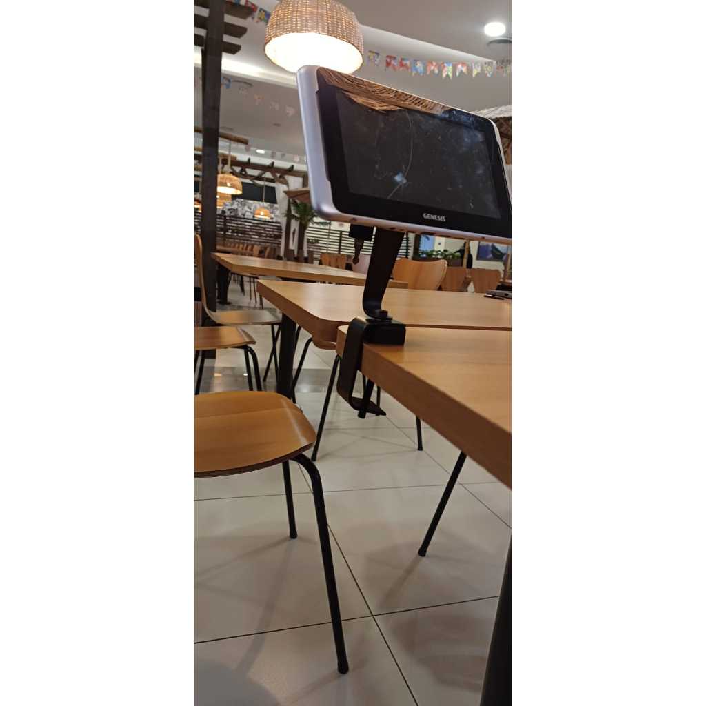 Suporte Tablet articulado antifurto com fechadura cardápio digital