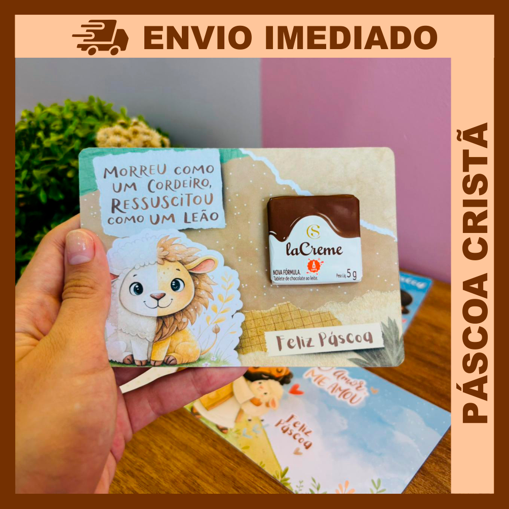 Cartão Páscoa Cristã -  Lembrancinha/Mimo/Brinde / ATACADO IGREJAS - ENVIO IMEDIATO - KIT 12/20 / 50 E 100 UNIDADES