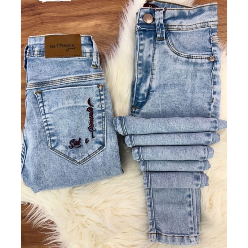 calça jeans sal e pimenta com muita laycra cintura alta do 34 ao 44 original em Oferta na Shopee