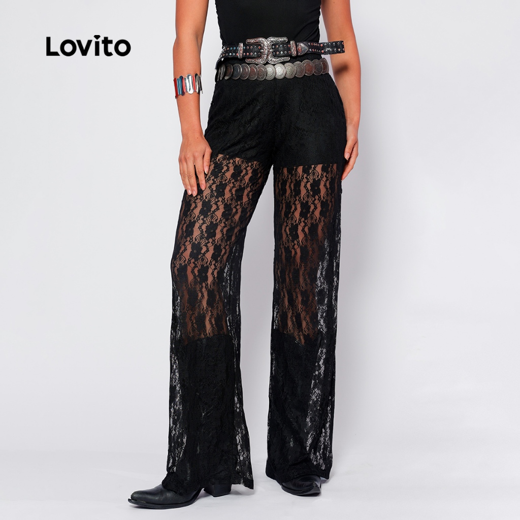 Calça Renda Feminina com Forro Estilosa Longa Moda Festival BRPTB1016BRL1046BK em Oferta na Shopee