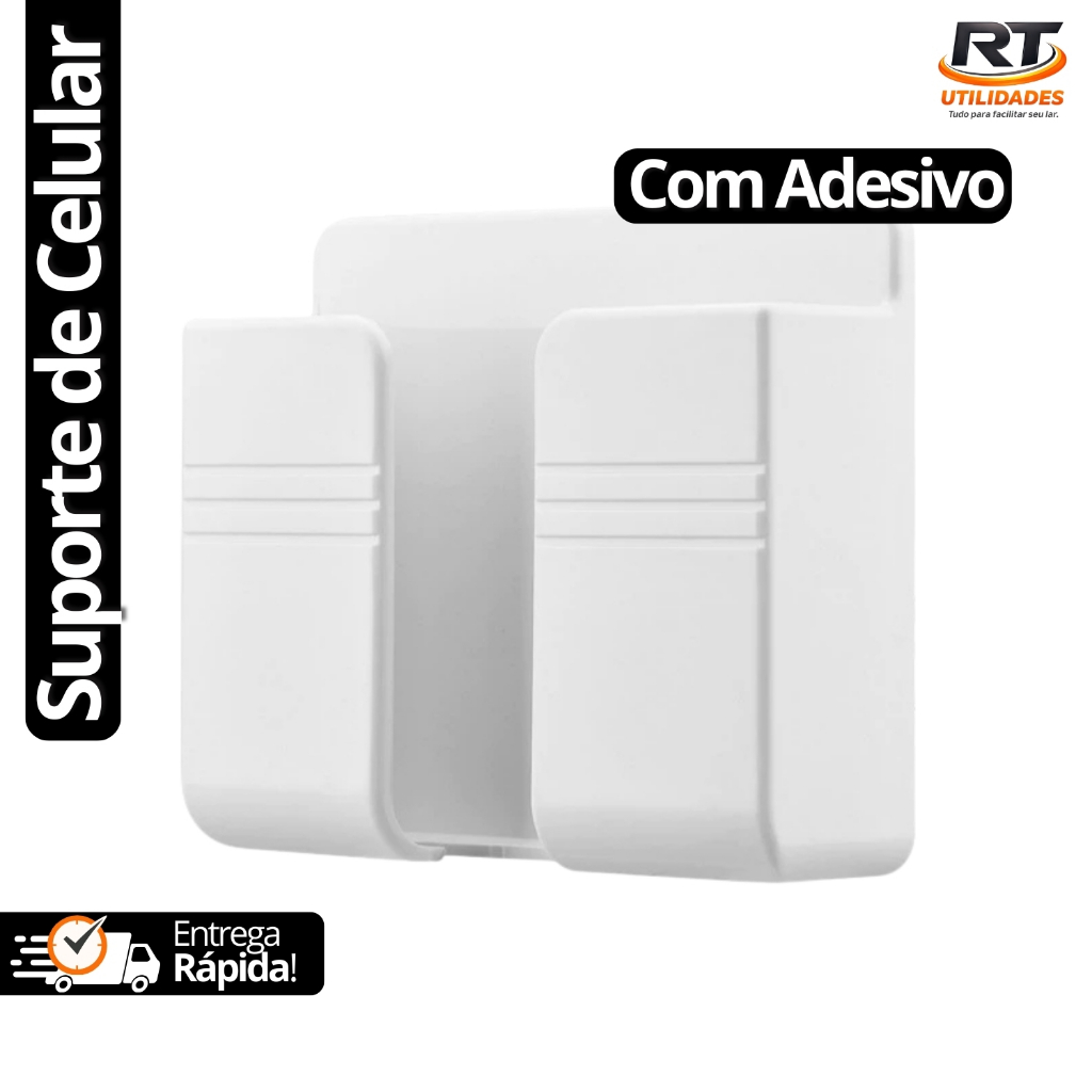 Suporte Multiuso De Parede Para Celular Controle Plástico com Adesivo Carregamento