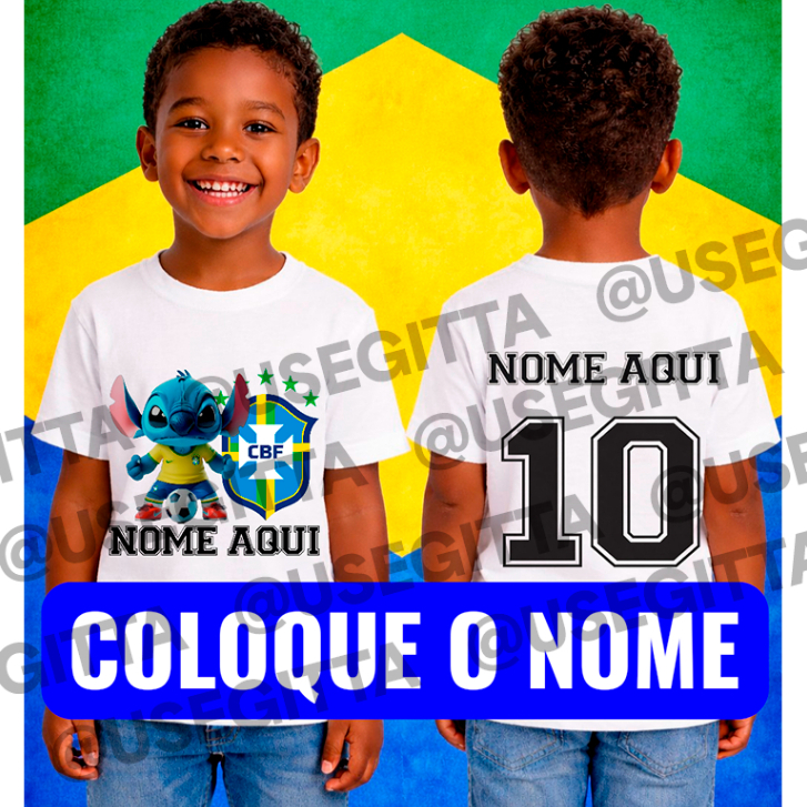 Camiseta Infantil Copa do Mundo Brasil Seleção Brasileira com Nome Menina Menino Unisex em Oferta na Shopee