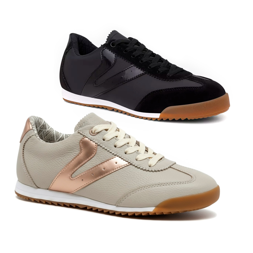 Kit 2 Tênis Feminino Vittal Couro Legítimo Naomi Casual Clássico Retrô Rosê em Oferta na Shopee