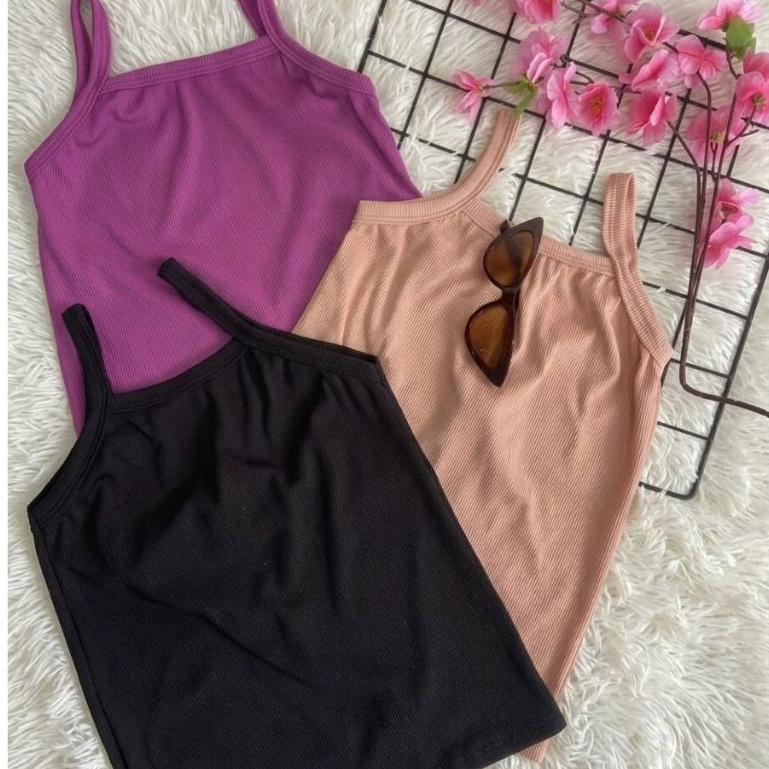 3 Blusas de alça em malha canelada Ribaninha infantil juvenil menina verão 1 a 10 anos