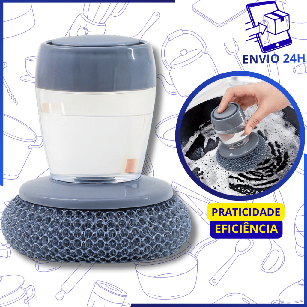 Escova de Louça/Panela De Aço com Dispenser Recipiente para Detergente Fogão Cozinha Limpeza