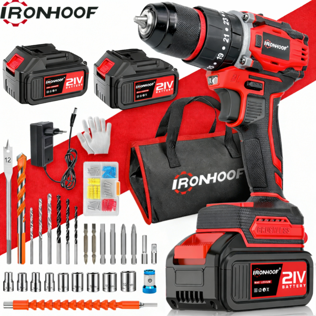 Furadeira Parafusadeira Portátil De Impacto Sem Fio 2 Baterias Brushless