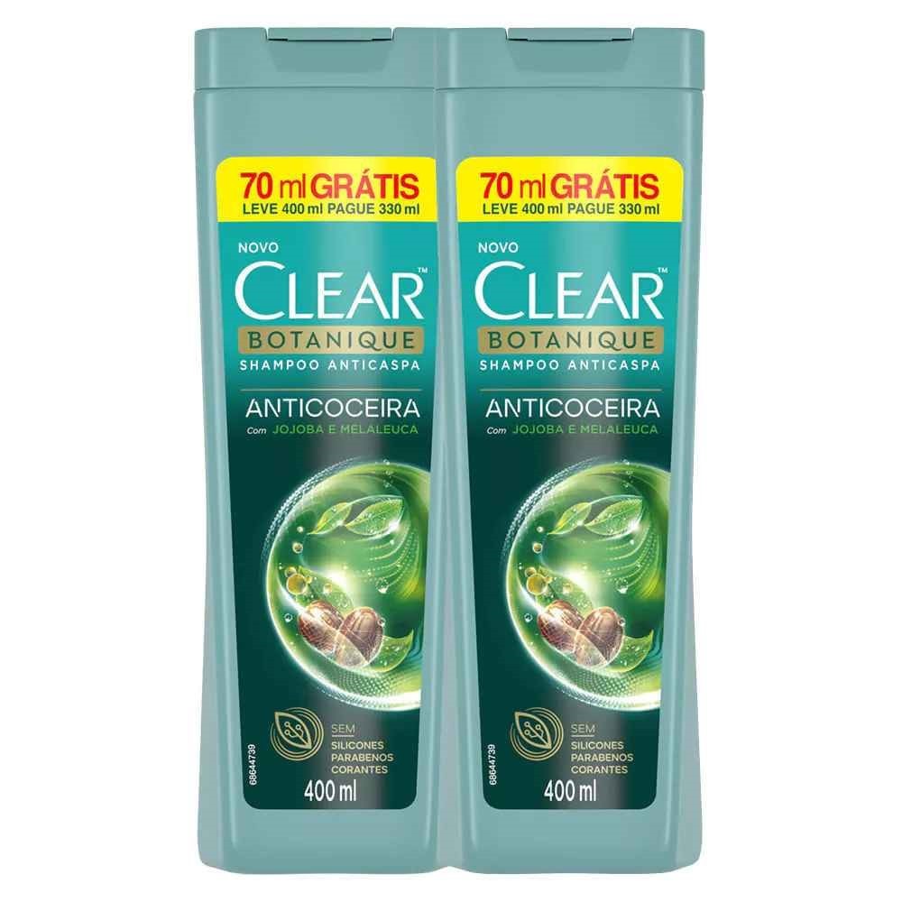 Kit 2 Shampoo Clear Anticaspa e Anticoceira Botanique Leve 400ml Pague 300ml