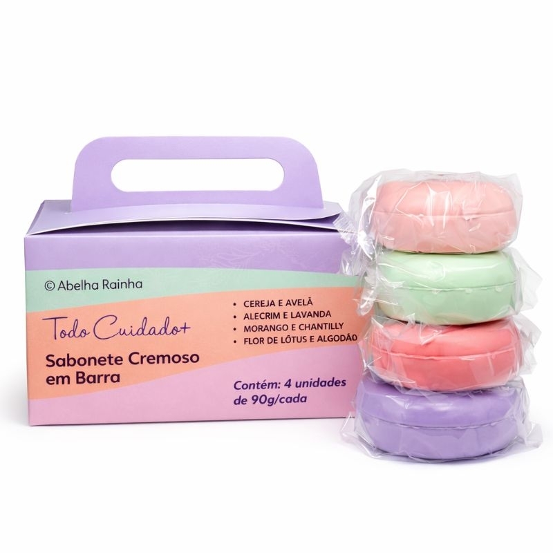 Kit Presenteável 4 Sabonetes Cremosos Abelha Rainha Todo Cuidado 90g Perfumado