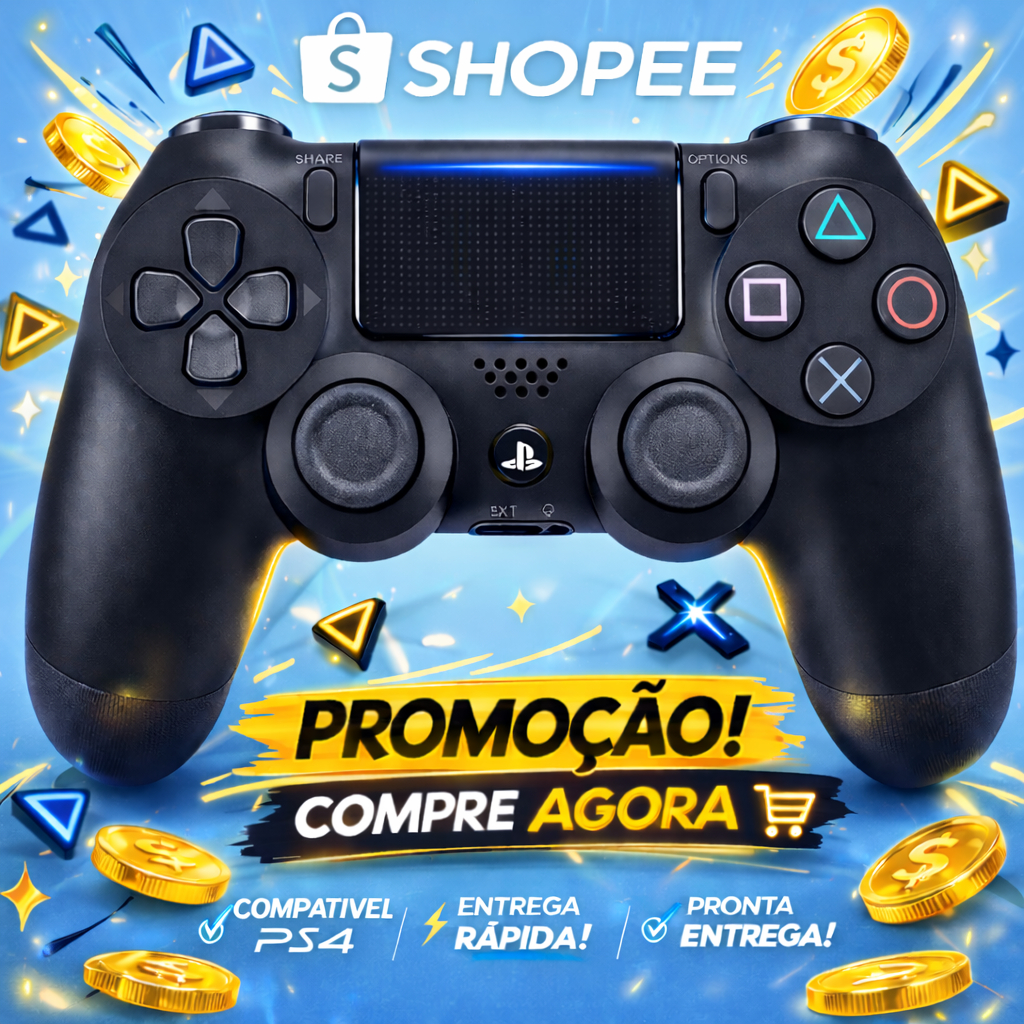 Controle PS4 Sem Fio Compatível Bluetooth Vibração PC Android Preto em Oferta na Shopee