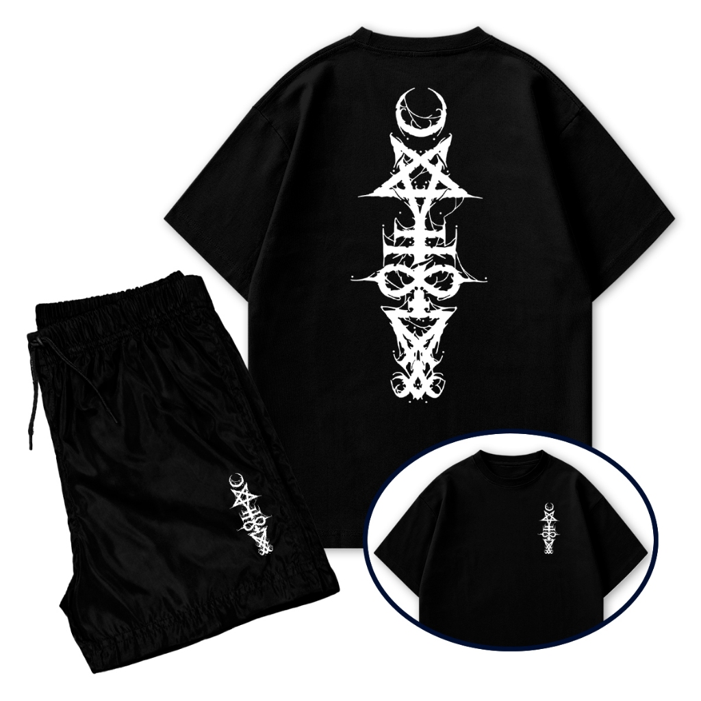 Kit Conjunto Camiseta + Short Tectel Streetwear Simbolos Camisa 100% Algodão