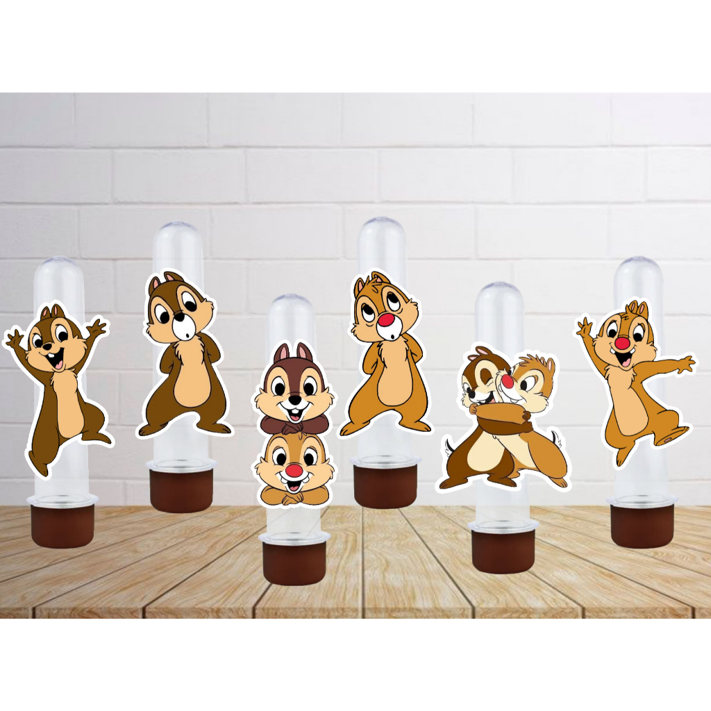 Apliques de Aniversário para Tubetes Tico e Teco - Tags - Lembrancinhas - Festa Infantil - Papelaria Personalizada