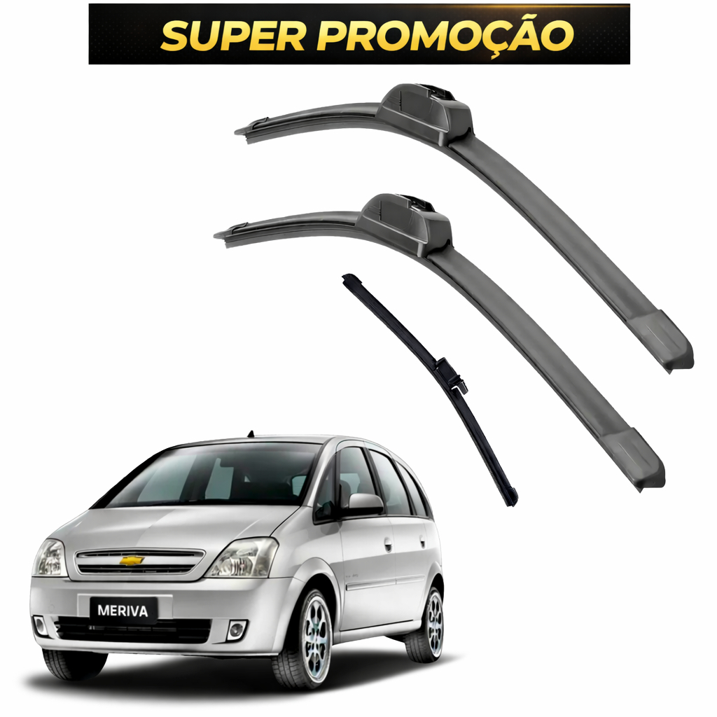 Kit 3 Palhetas Limpador De Parabrisa Dianteiro + traseiro Meriva Ano 2004 á 2012 em Oferta na Shopee