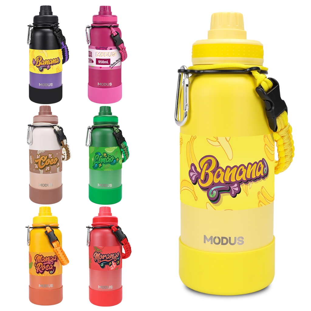 MODUS Garrafa Térmica De Água Isolada 1000ml De Aço Inox Com Alça e Base Emborrachada Anti Derrapante em Oferta na Shopee