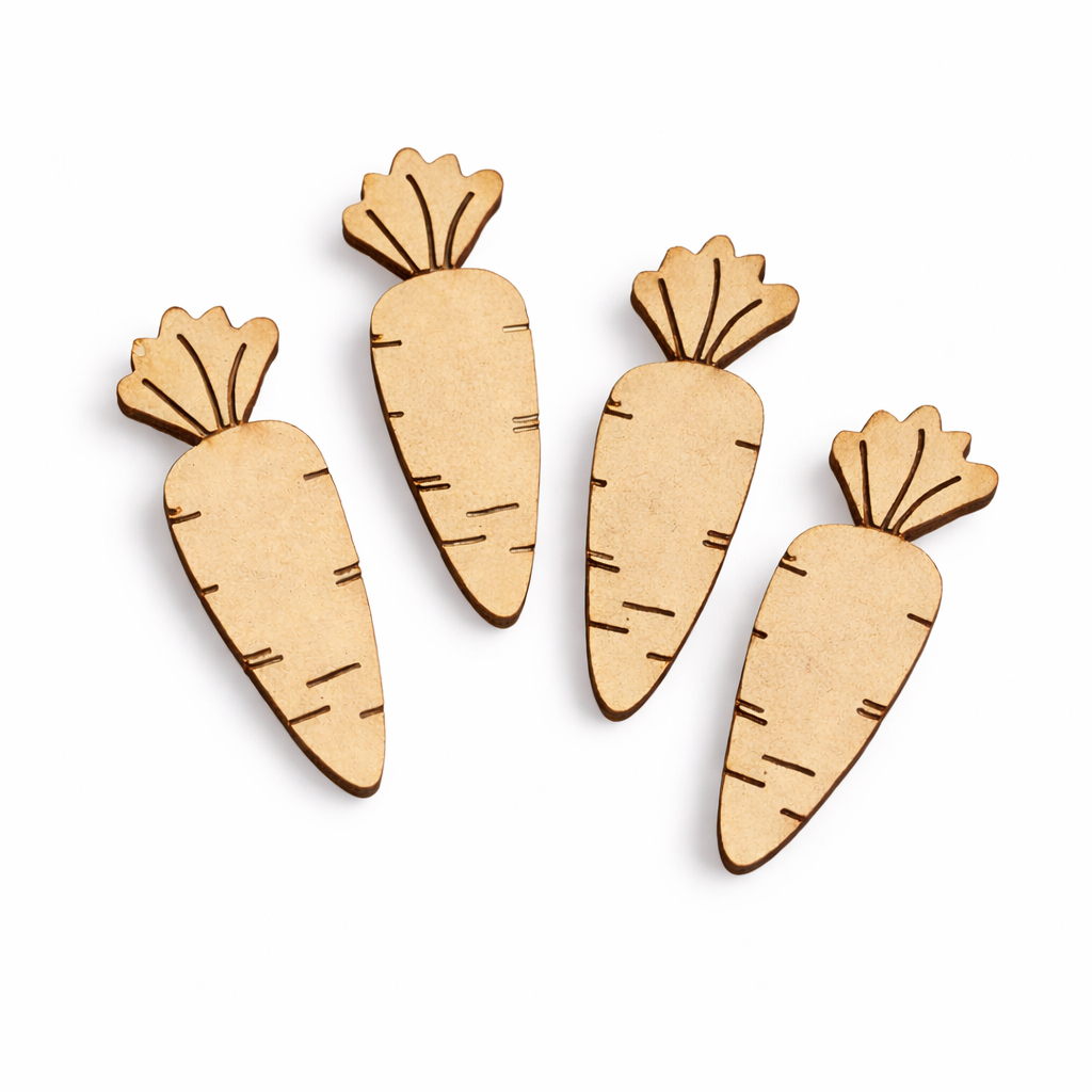 Kit 50 Cenouras MDF 3mm Cru 4cm Aplique Páscoa Artesanato Decoração