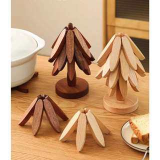 Árvore com4 Suporte de Panela Quente de Bambu em forma de Árvore de Natal Descanso para Mesa em Oferta na Shopee