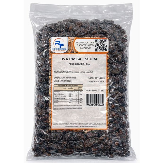 Uva passas preta pct 1kg sem caroço em Oferta na Shopee