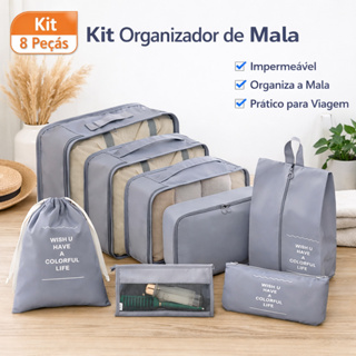 Kit Conjunto 8 Peças Organizador De Mala Viagem Nécessaire Organizadoras de Acessório Bolsas em Oferta na Shopee