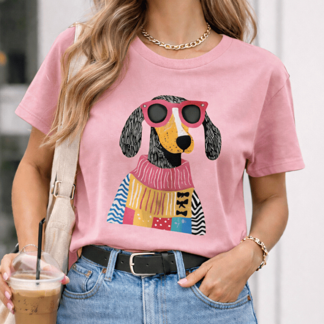Camisa Feminina Blusinha Estilosa Fashion Cores Variadas Cachorro Estiloso Camiseta Leve Confortável Tendencia