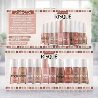Kit Esmalte Risque Atacado Manicure 10 Cores Tons Nude + Box Personalizado em Oferta na Shopee
