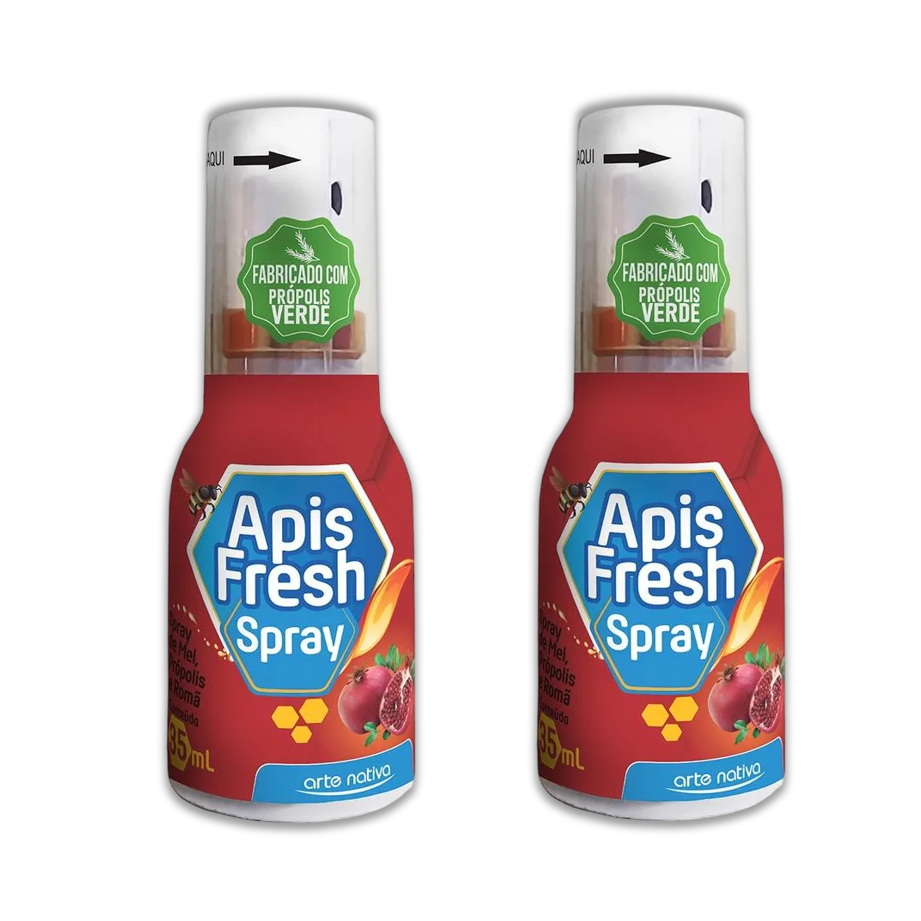 Kit Com 2 Própolis Para Garganta Apis Fresh Spray Romã 35ml Arte Natva