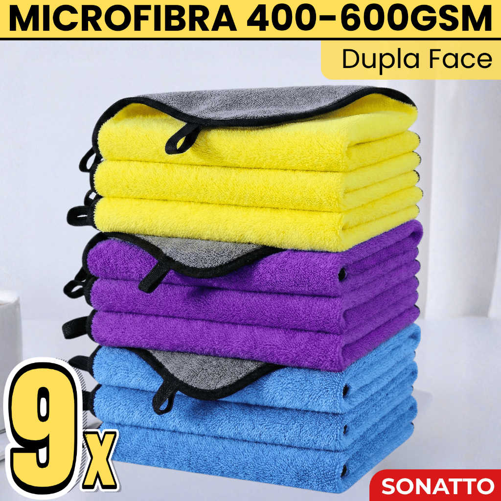 Toalhas Microfibra Premium Automotiva Dupla Face 600GSM e 400GSM Para Lavagem polimento de Carro