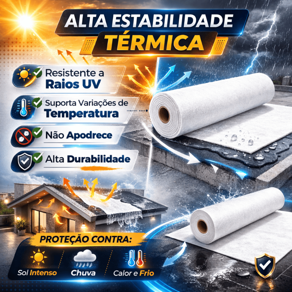 20m² Manta VP50 Bidim Impermeabilização Telhado Construção Rolo Drenagem Laje Geotextil Obra Solo UV