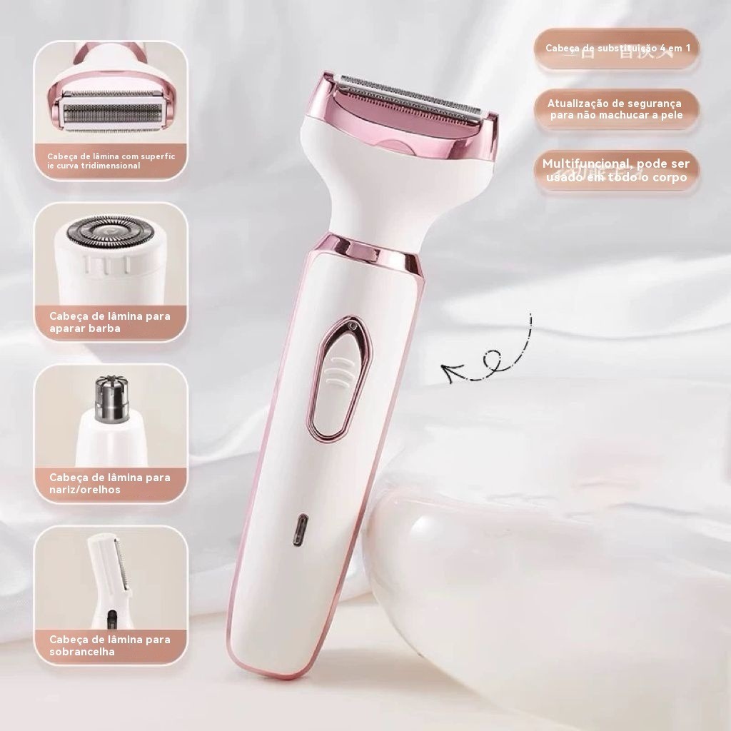 Novo aparelho de depilação elétrico 4 em 1, para depilar pelos íntimos e das pernas de forma segura e fácil, ideal para em Oferta na Shopee