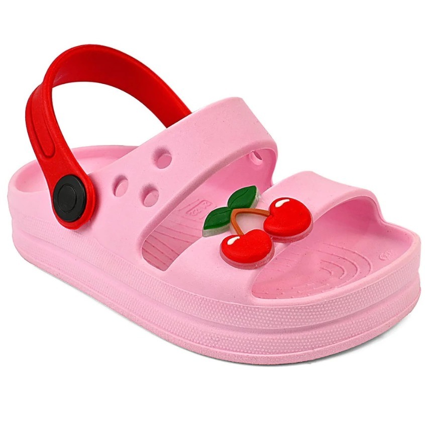 Sandália Infantil Menina Papete Rosa com Alça Traseira Antiderrapante Leve Confortável Tipo Crocs Bebê