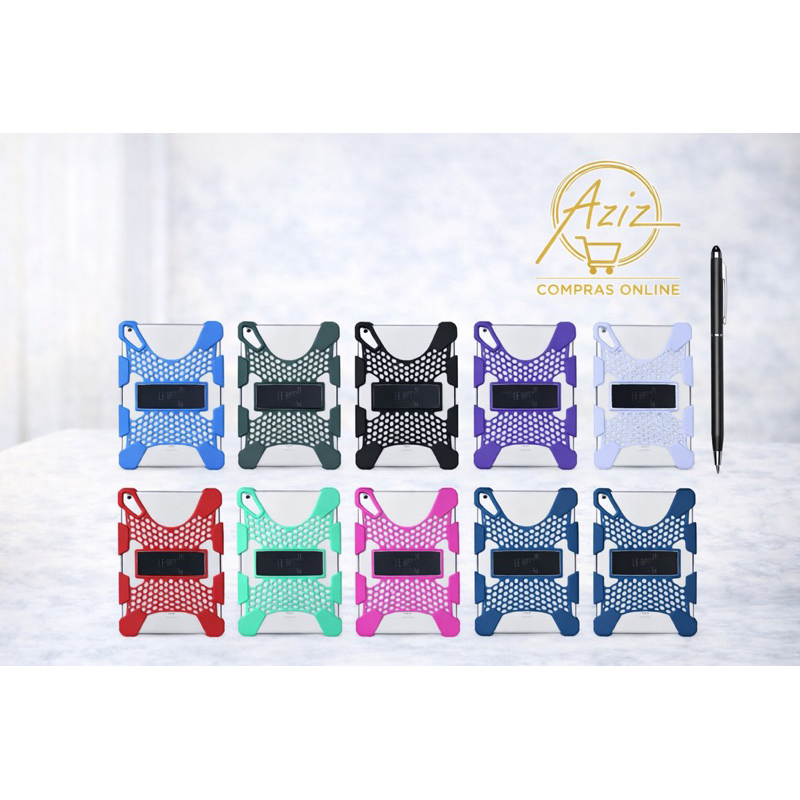 Kit 2 em 1 Premium para Tablet Positivo Vision Tab 7|Capa Universal 6.8”/7”/8” com Suporte+Caneta 2 em 1 Touch & Escrita