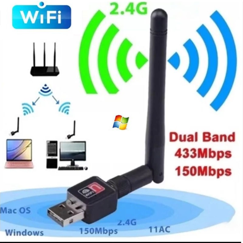 Adaptador Wifi Usb Wireless 1200mbps Com Antena PC Notebook em Oferta na Shopee