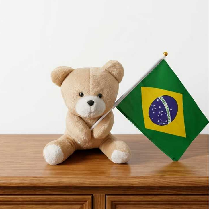 Ursinho De Pelucia Seleção Brasileira Decoração Infantil 20cm
