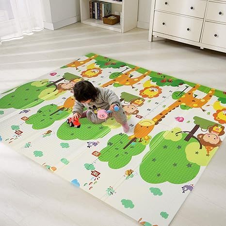 Tapete infantil dupla face dobrável 200×180×0,8 cm antiderrapante e anti-impacto S13