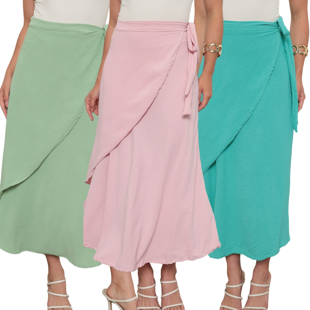 Saia Feminina Envelope Multiformas Versátil em Oferta na Shopee