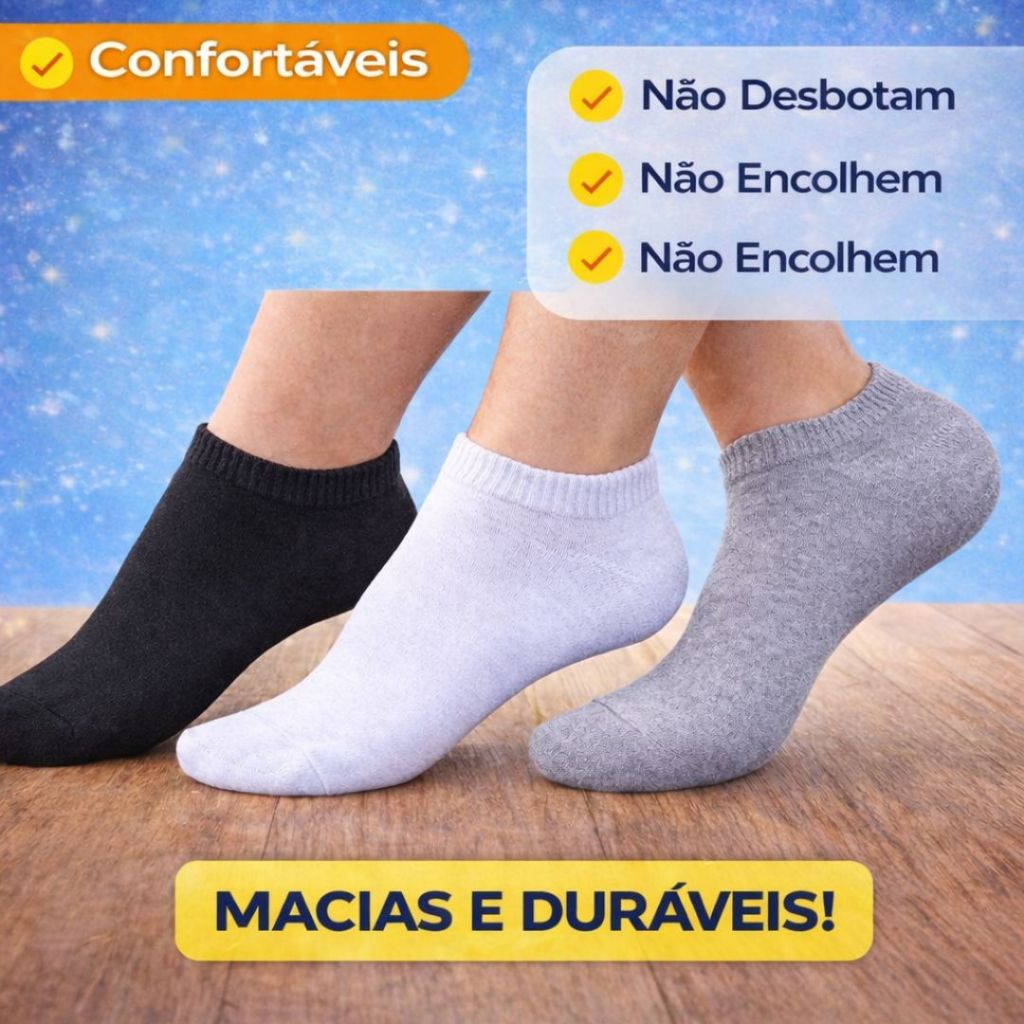 Meias Soquetes Masculina Feminina Algodão Premium Unissex KIT12 PARES Confortável Academia Dia a Dia em Oferta na Shopee