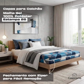 Capa Colchão Estampada Malha Gel 100% Poliéster com Zíper -avulso– Solteiro, Casal, Queen e King em Oferta na Shopee