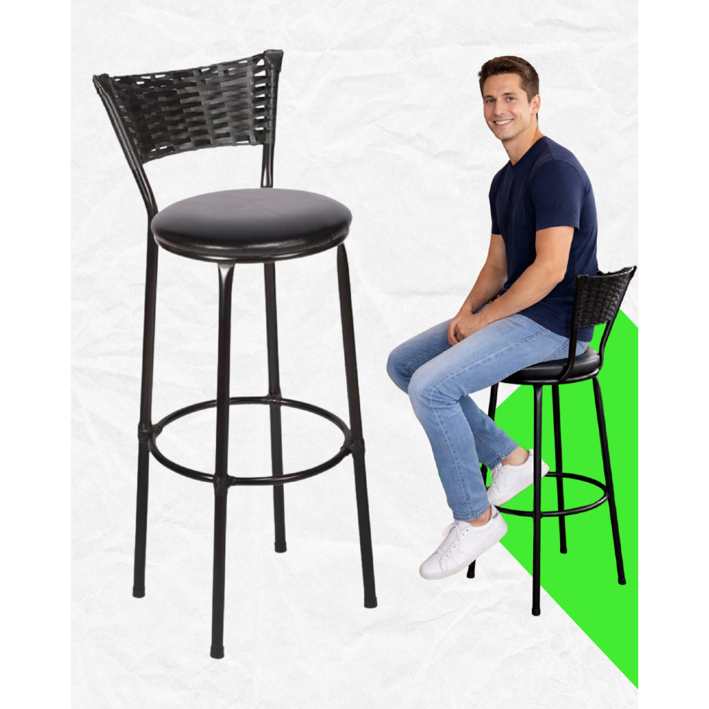 Banqueta Alta Junco Elegante e Moderna Ideal Para Cozinhas Áreas Gourmet Bar Bancada Lanchonetes