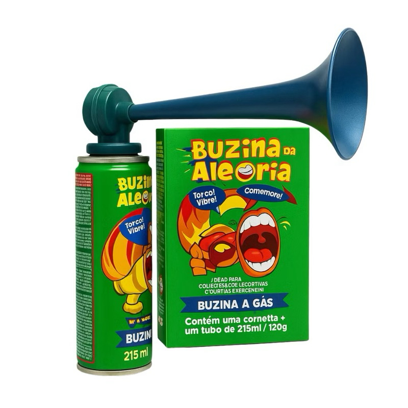 BUZINA A GÁS | BUZINA DA ALEGRIA | TORÇA | VIBRE. | COMEMORE | SPRAY | COM CORNETA | 215ML | COPA DO MUNDO | SELEÇÃO | B