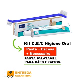 Kit Saúde Oral com Escova Cães e Gatos Pasta CET Virbac em Oferta na Shopee