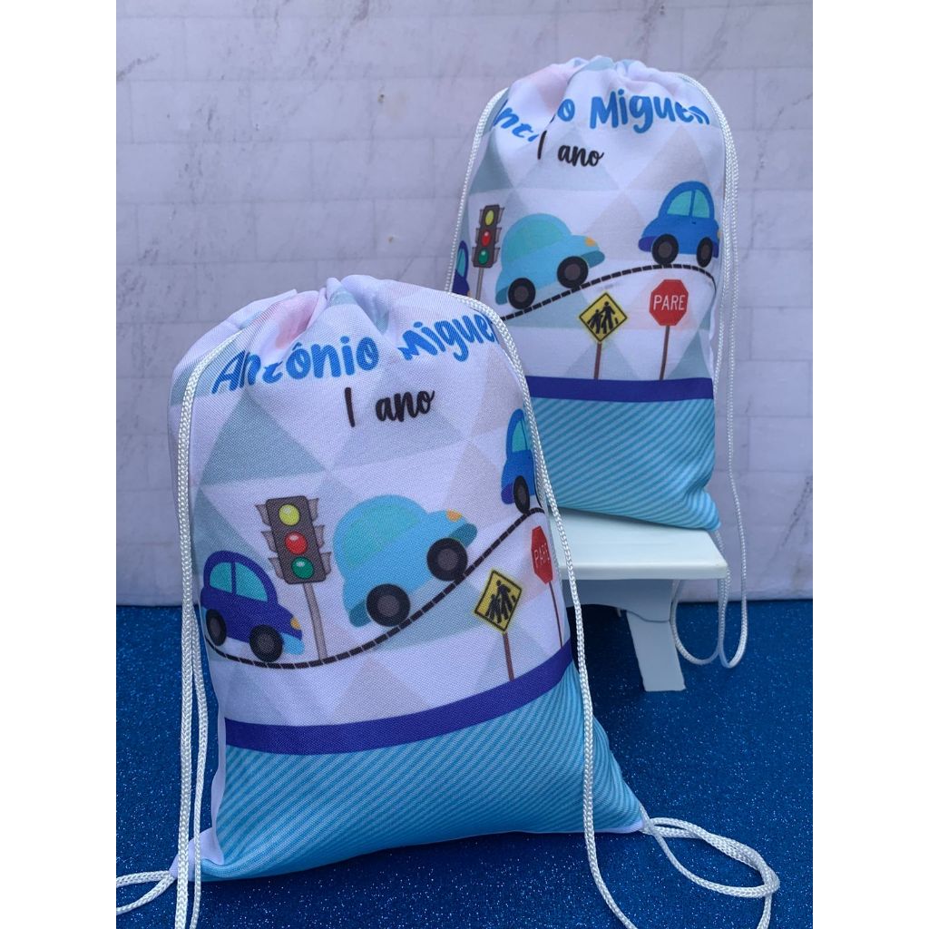 Mochilinhas Saco Personalizada Carros Festa Aniversário Lembrancinha Saquinho Infantil