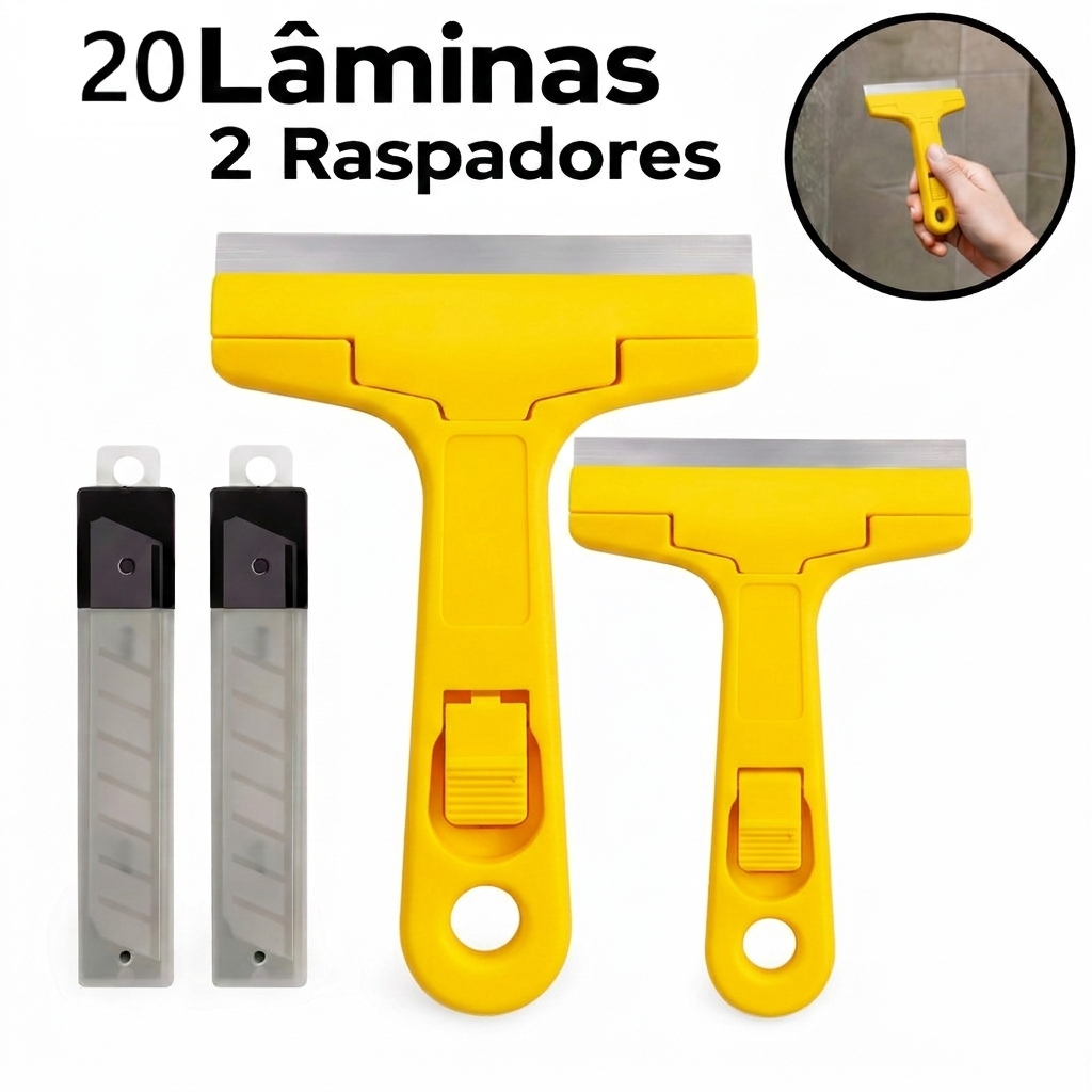 Kit com 1/2 ou 3 Raspadores Multiuso Para Limpar Box Com 12 Lâminas Profissional / Vidro Piso Cerâmica Azulejo em Oferta na Shopee