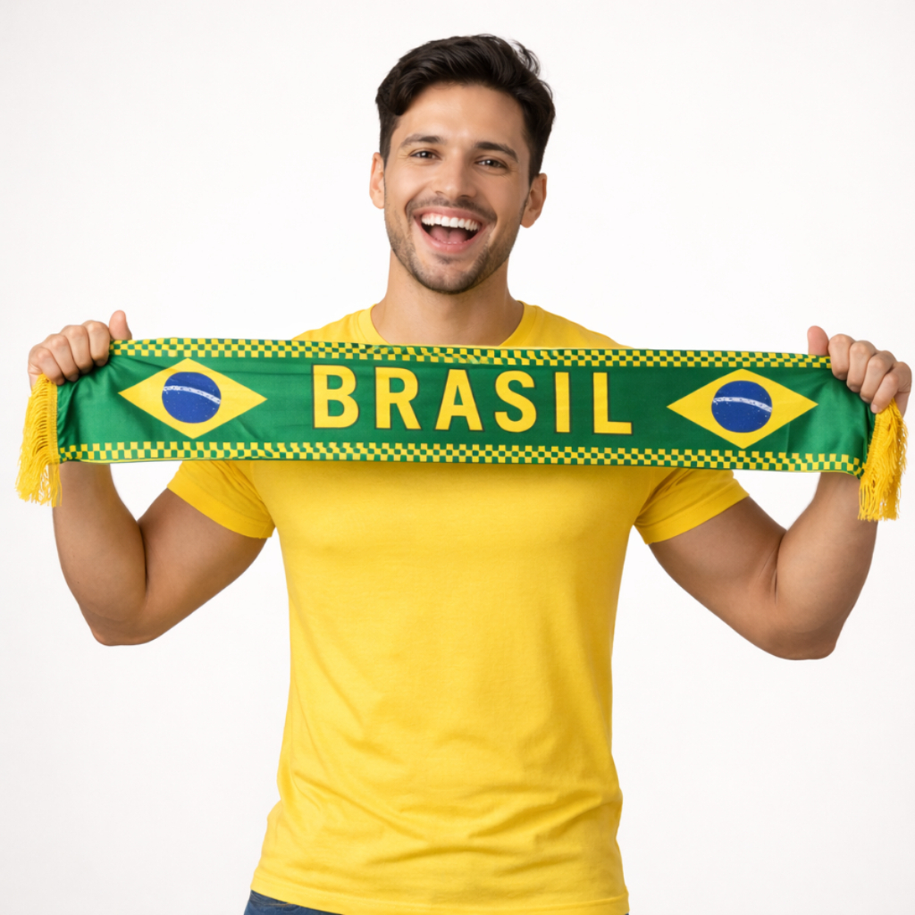 Faixa do Brasil Cachecol Xale para Torcedores Estádio Futebol Copa do Mundo 2 Modelos Poliéster Festa Manifestação