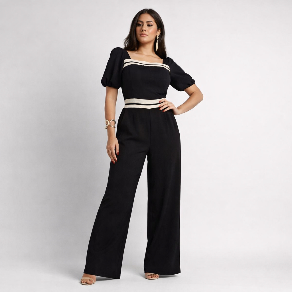 Macacão Feminino Longo Pantalona Duna Não Transparente Elegante Social Festa Casual Com Bojo Alça Confortável