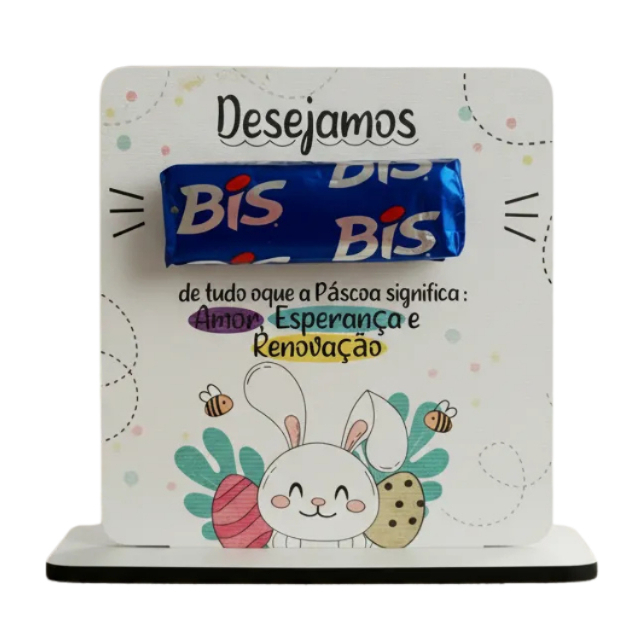 Kit 30 Lembrancinha Páscoa Coelho Porta Bombom MDF 3mm com Base