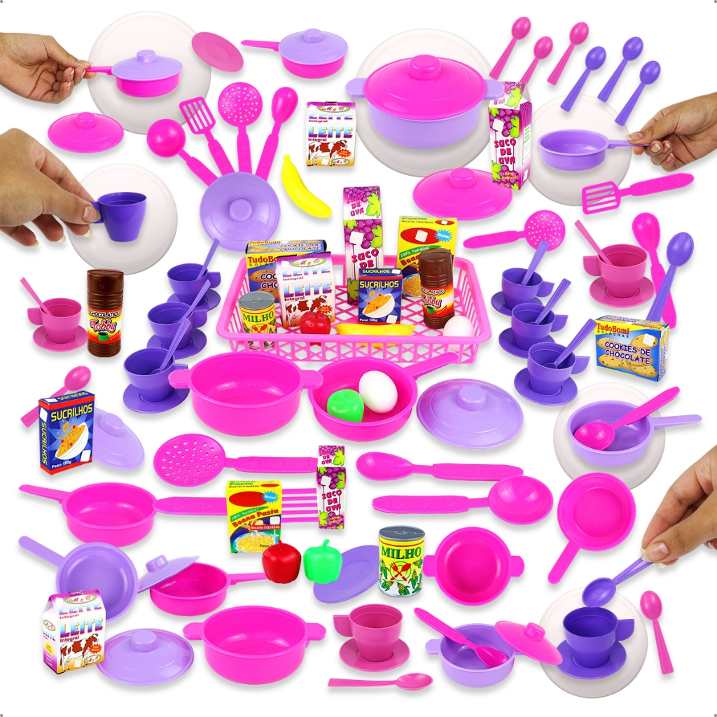Kit Panelinhas Infantil Cozinha Mini Mercado 38 Peças Brinquedo Educativo Criança